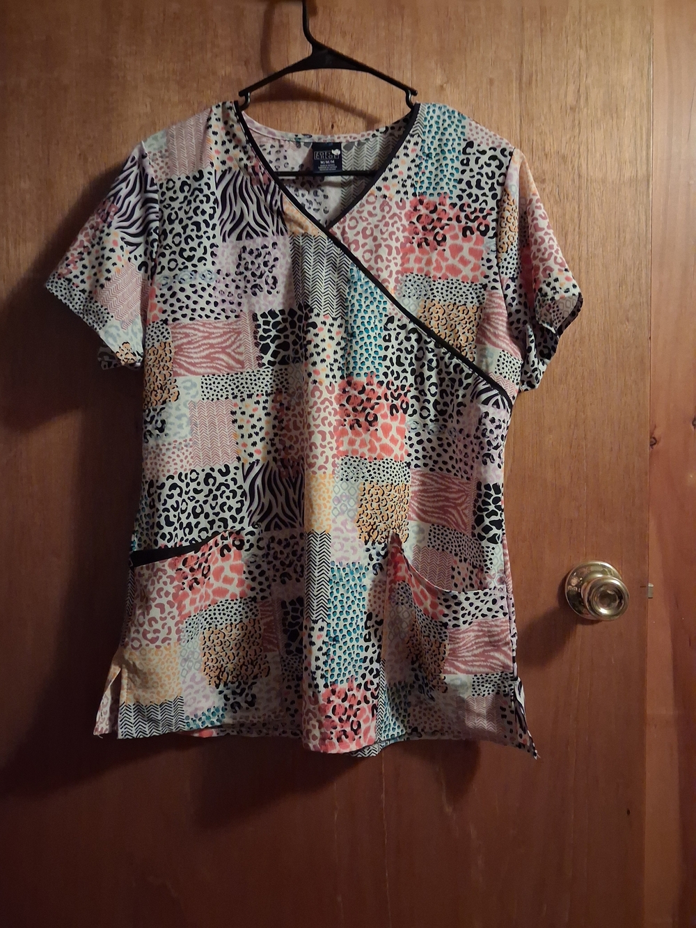 Women’s Multicolor Patchwork Animal Print SCRUB TOP